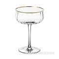 Clear Rib Wine Glass with gold rim